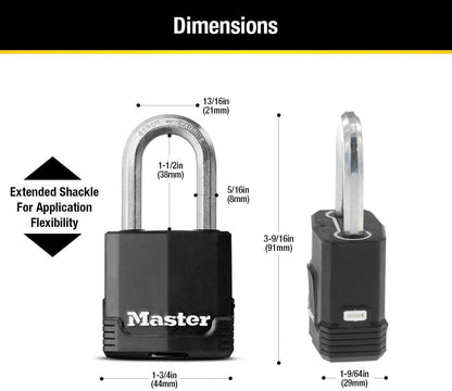 Master Lock Heavy-Duty Weather-Resistant Outdoor Key Lock Padlock Set, Keyed Alike, 4-Pack, Model M115XQLF