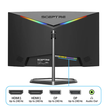 C255B-FWT240 24.5-Inch Curved Gaming Monitor - 240Hz, 1080P, 1ms Response Time, Dual DisplayPort and HDMI, Built-In Speakers, Machine Black, 2023