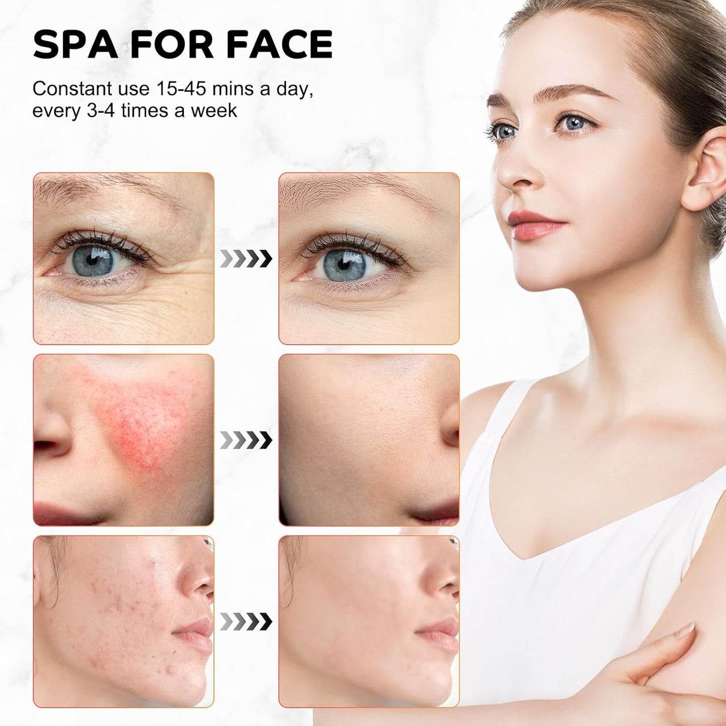 Red Light Therapy Device for Face and Neck with Adjustable Height, 140 LEDs and 660nm Wavelength for Body Treatment