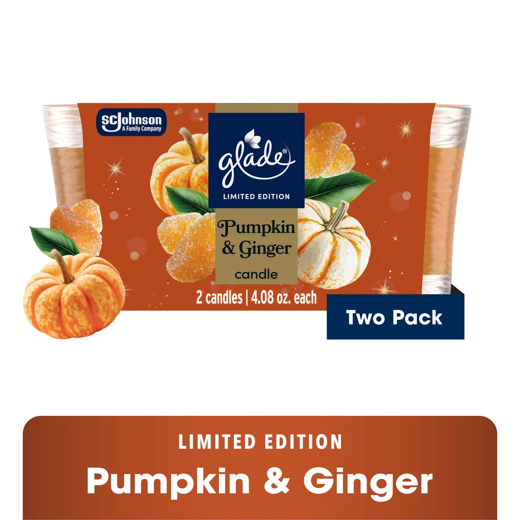 Glade® Candle Jar, Pumpkin & Ginger, 4.08Oz., 2 Count