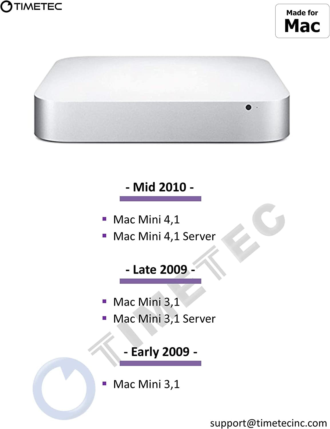 Timetec 4GB Compatible for Apple DDR3 1067Mhz / 1066Mhz PC3-8500 CL7 Dual Rank for Mac Book, Mac Book Pro, Imac, Mac Mini (Late 2008, Early/Mid/Late 2009, Mid 2010) SODIMM Memory MAC RAM Upgrade