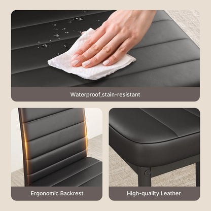 47-Inch Wooden Dining Table and Chair Set for 4 with PU Leather High Back Support, Ideal for Small Spaces, Black