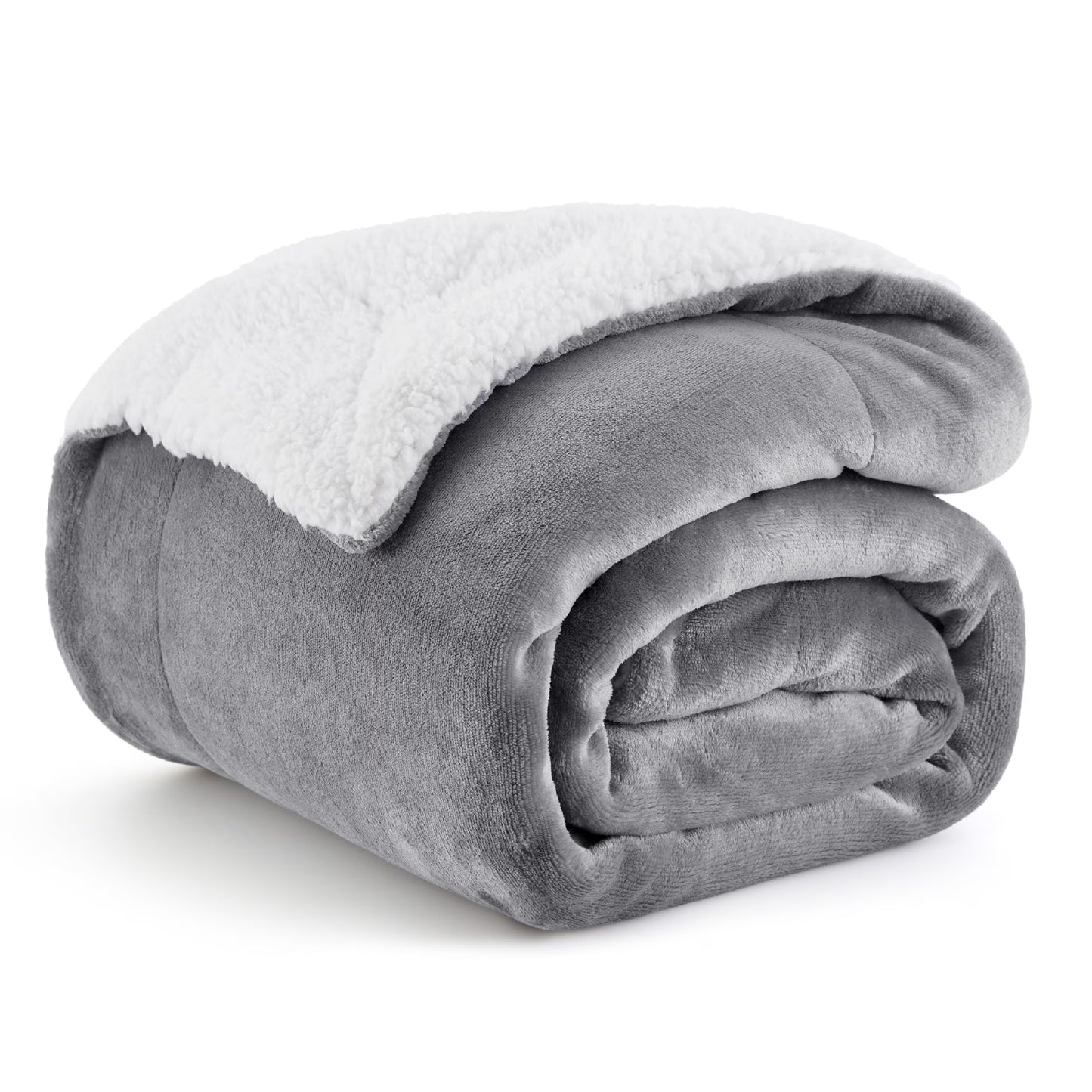 Grey Sherpa Fleece Throw Blanket - Soft and Cozy 50x60 Inch Warmth