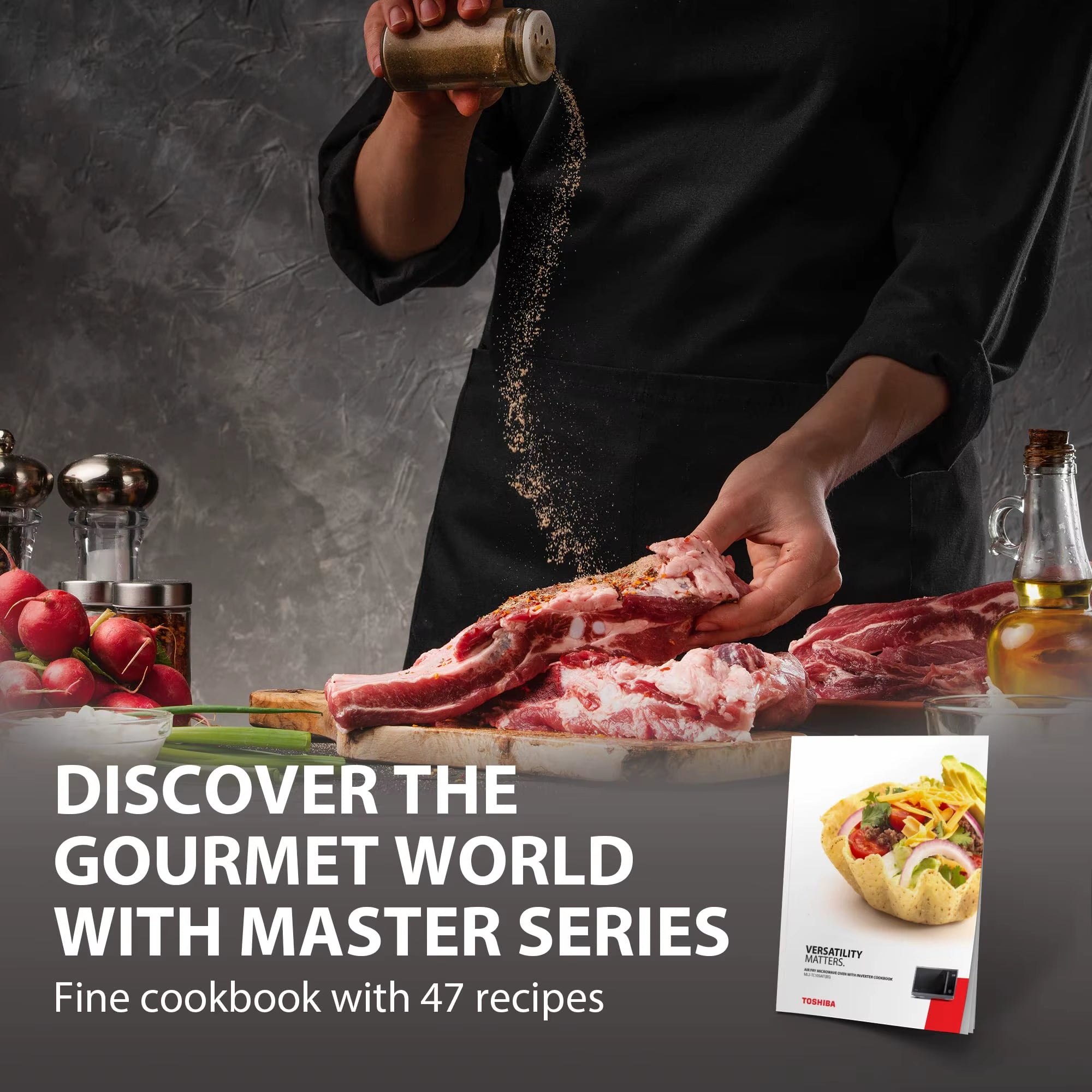 TOSHIBA Microwave Oven Air Fryer Combo 1.0 Cu.Ft - Inverter, Convection, Broil, Humidity Sensor, Mute, 27 Auto Menus