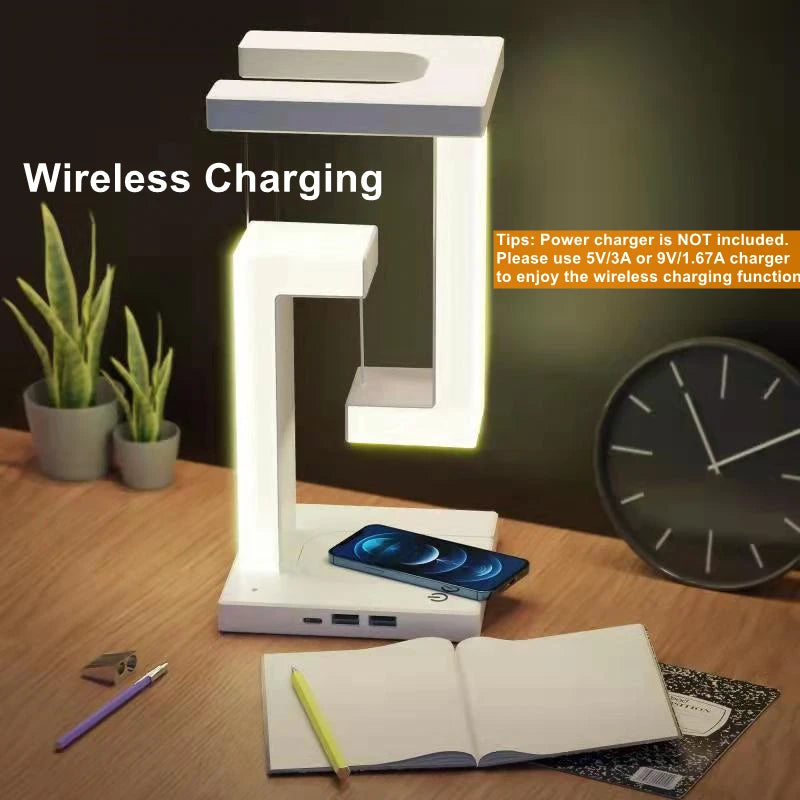 Floating Lamp with 10W Detachable Wireless Charger - Decorative Lighting Solution for Bedroom and Office