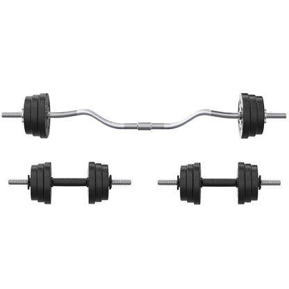 66LB 2-in-1 Olympic Adjustable Weight Set with Curl Bar for Versatile Family Fitness, Black