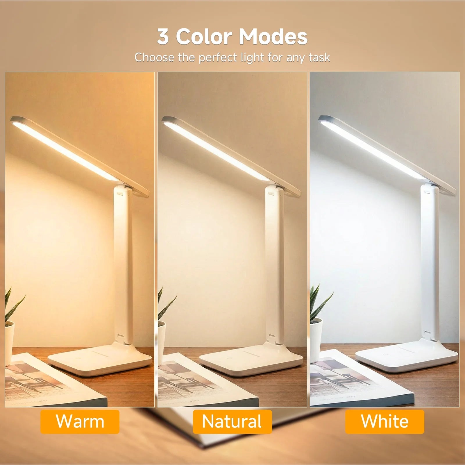 NOYAFA Led Desk Lamp Dimmable Desk Light Reading Lamp 3 Lighting Modes, Eye Protection Accessories, Study Desk Lamp Equipped USB Suitable for Home Office