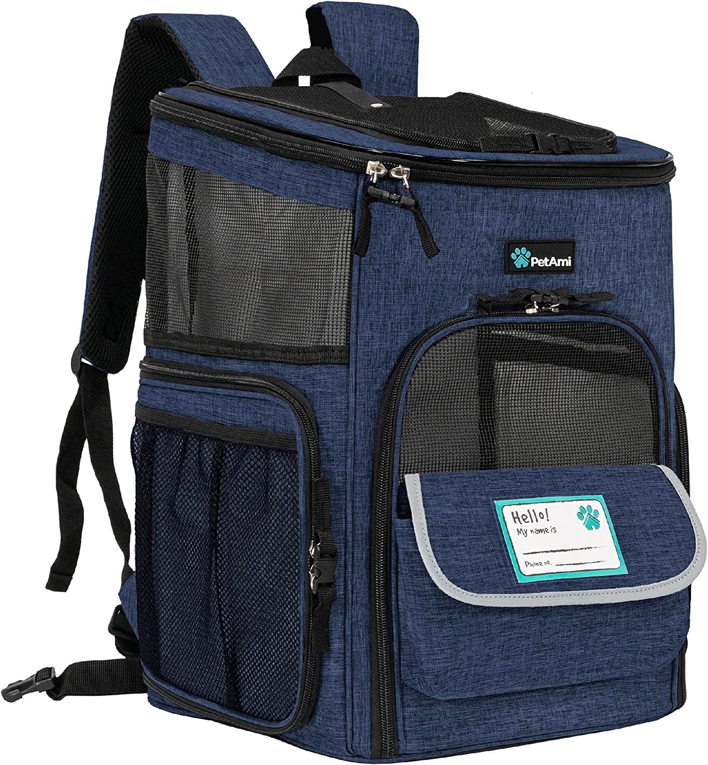 Petami Airline-Approved Dog and Cat Backpack Carrier, Soft-Sided and Ventilated for Travel, Hiking, and Camping, Supports Pets Up to 18 lbs, Purple