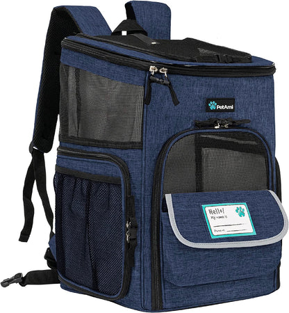 Petami Airline-Approved Dog and Cat Backpack Carrier, Soft-Sided and Ventilated for Travel, Hiking, and Camping, Supports Pets Up to 18 lbs, Purple