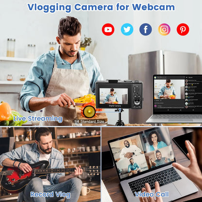 4K 64MP Digital Vlogging Camera with 3'' 180° Flip Screen, 18X Zoom, Autofocus, and 32GB SD Card - Ideal for Beginners on YouTube
