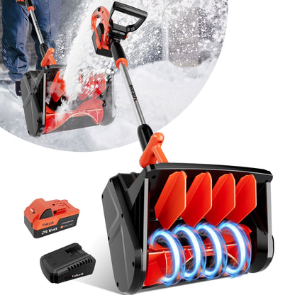 24V Cordless Snow Shovel - 13-Inch Electric Snow Blower with Brushless Motor, Directional Plate, Battery, and Quick Charger for Driveways and Sidewalks