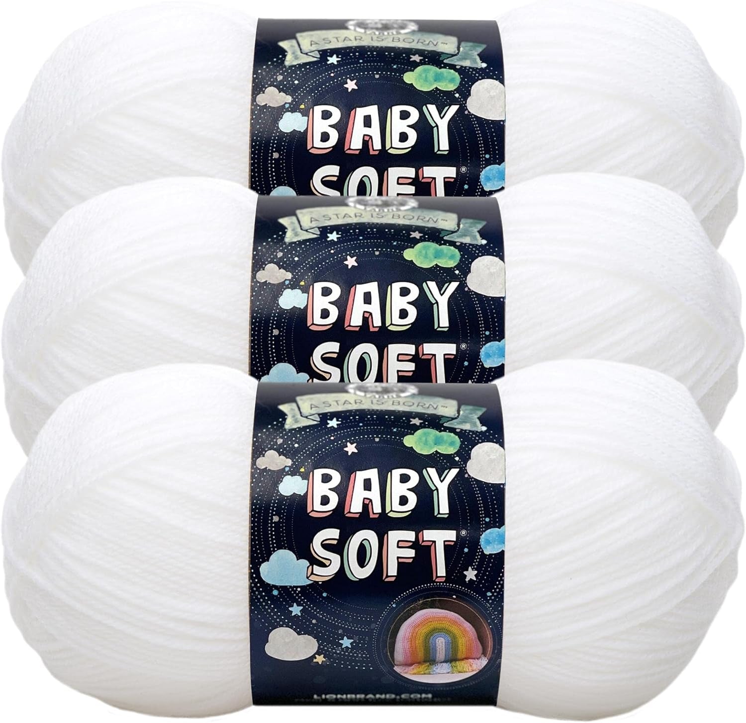 Lion Brand Yarn Baby Soft Blanket Yarn for Crocheting, Knitting, and Crafts, Lemonade, Set of 3