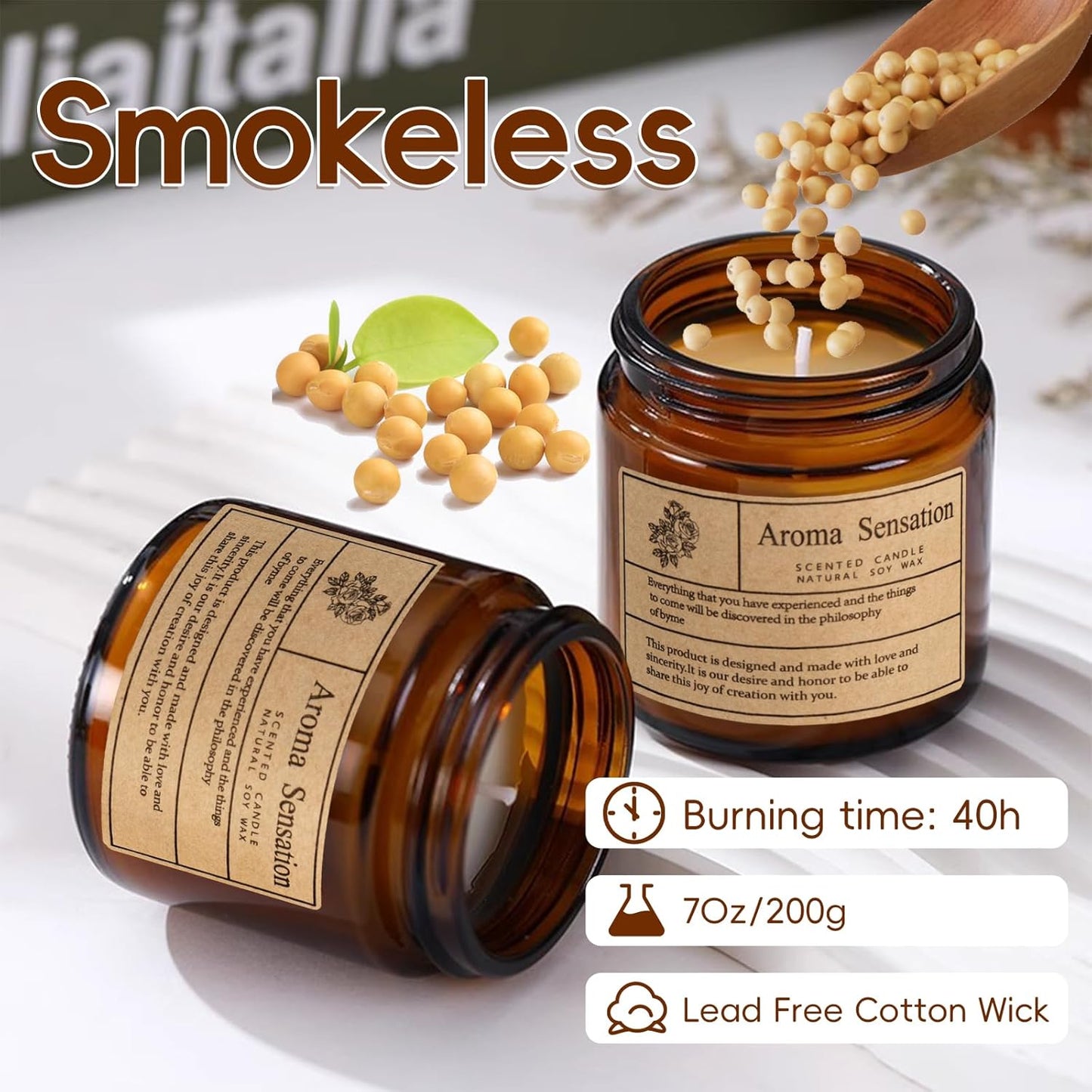 Organic Lavender Soy Candles - Non-Toxic 7oz for Home Fragrance, Stress Relief, and Meditation