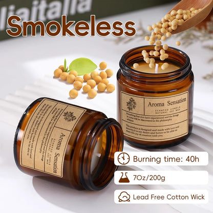 Organic Lavender Soy Candles - Non-Toxic 7oz for Home Fragrance, Stress Relief, and Meditation