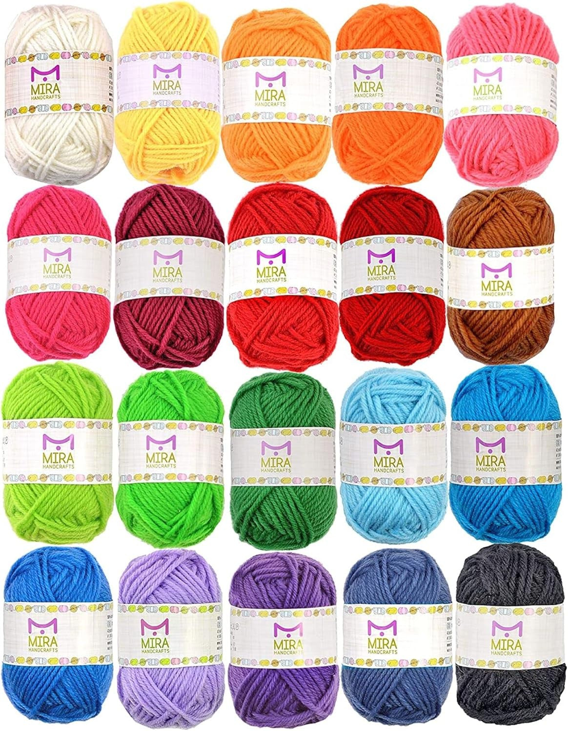 20 Multicolored Acrylic Yarn Skeins - Totaling 438 Yards for Crochet Projects