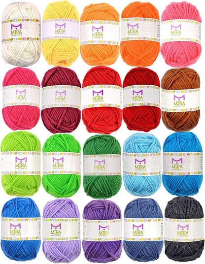 20 Multicolored Acrylic Yarn Skeins - Totaling 438 Yards for Crochet Projects