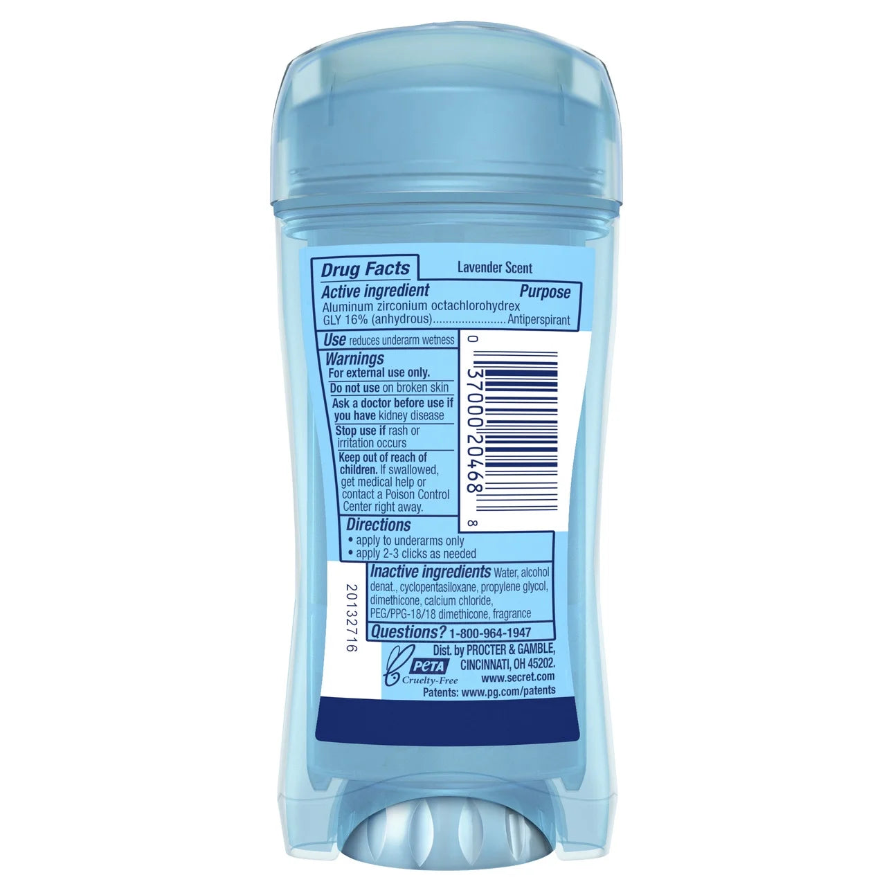 Secret Fresh Clear Gel Antiperspirant Deodorant for Women, Lavender, 2.6 Oz