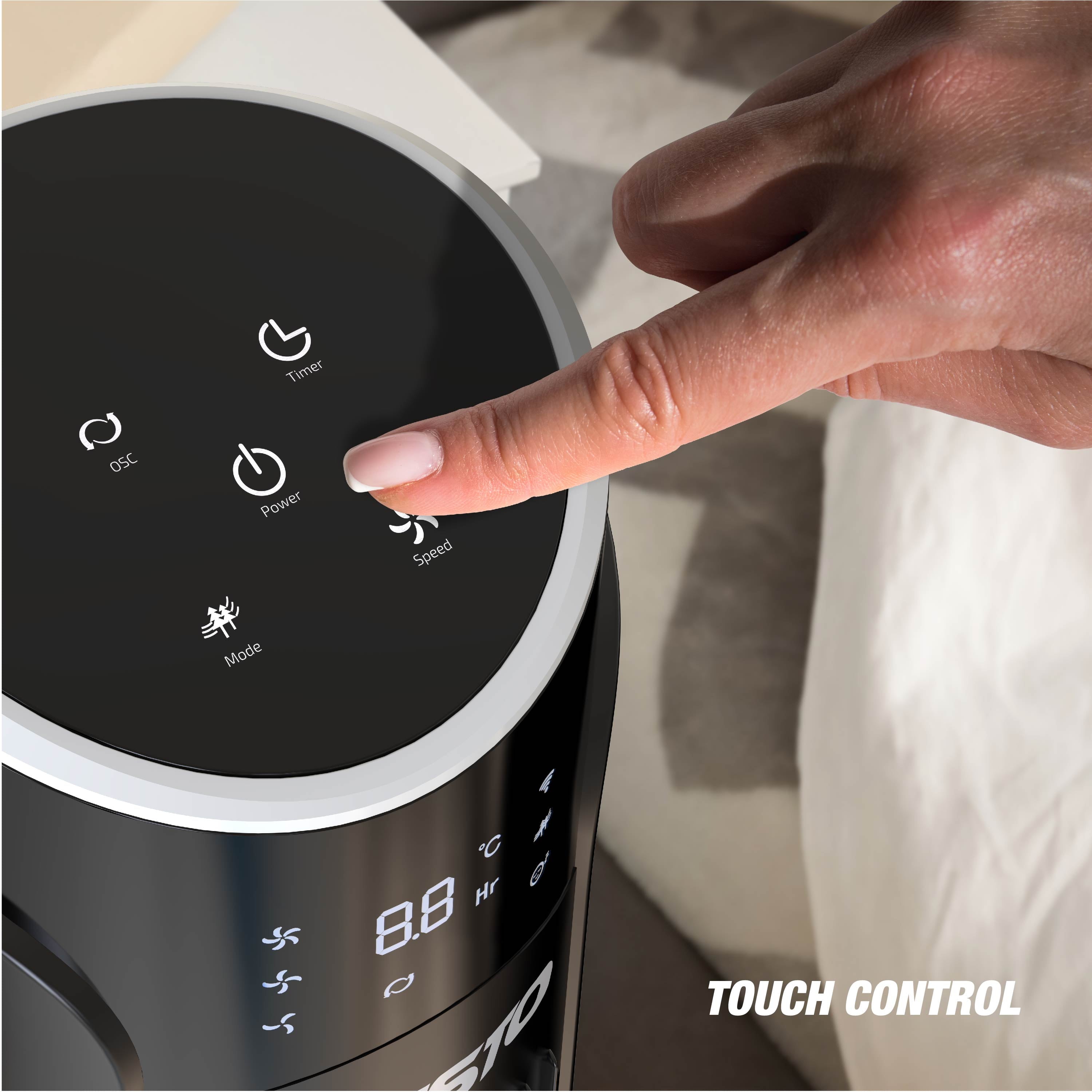 Gusto 33" Bladeless Tower Fan, 3-Speed Electric Fan with LED Display and Wifi Function, Black