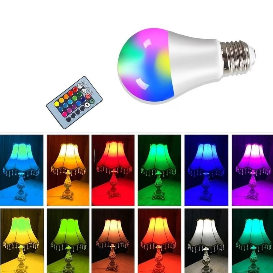 E27 LED RGB Spotlight Bulb with IR Remote Control - Smart Home Decor Lighting, Available in 4W, 10W, and 15W, AC 85-265V