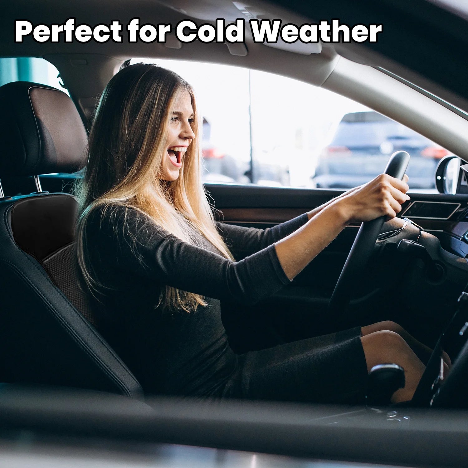 Zone Tech 12V Heated Seat Cover Cushion for Winter Driving - Black Seat Warmer for Cold Weather Comfort