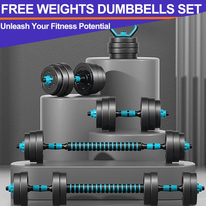 45 lbs 4-in-1 Adjustable Dumbbell Set with Kettlebells, Push-Up Stand, and Barbell Options