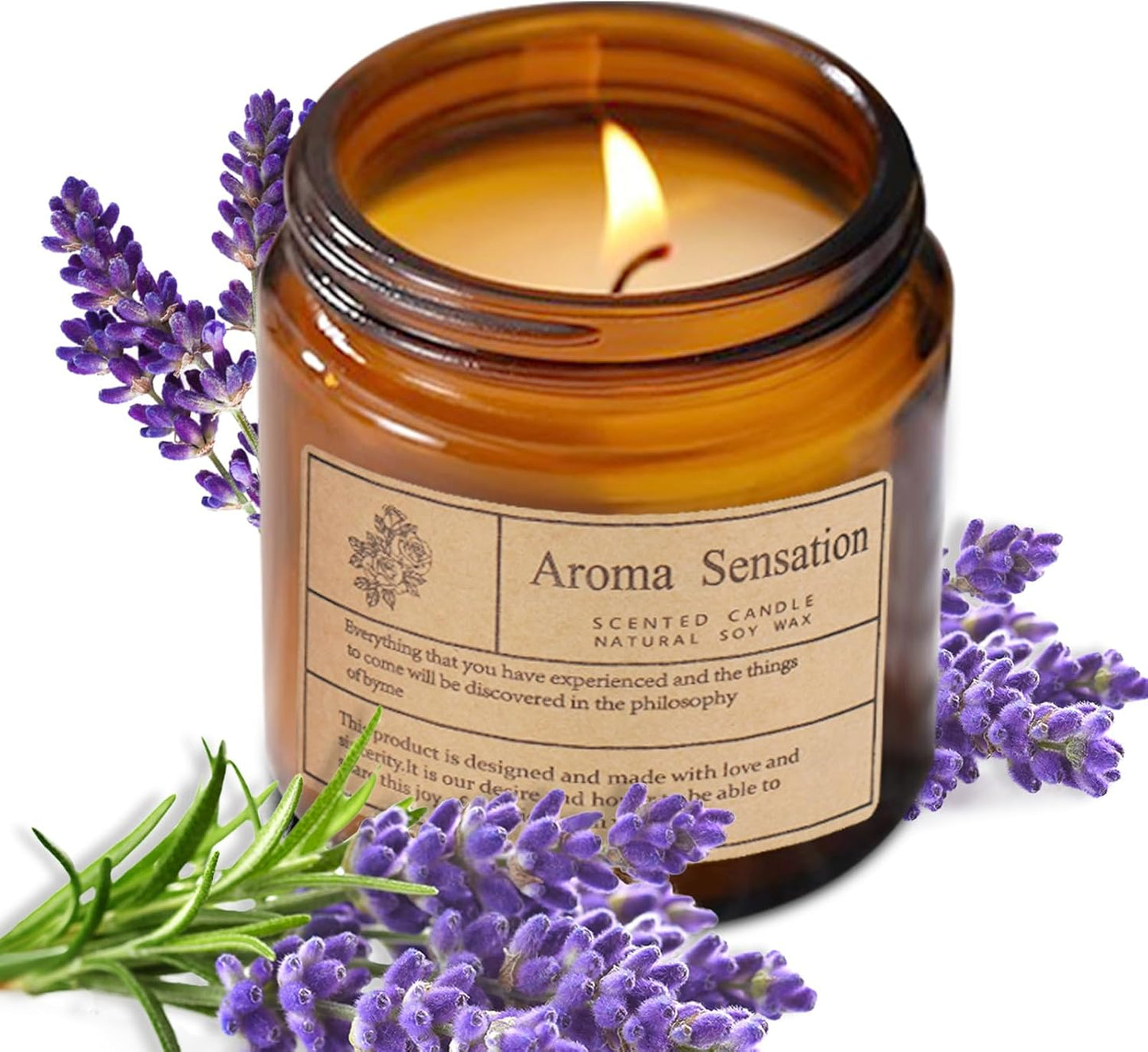 Organic Lavender Soy Candles - Non-Toxic 7oz for Home Fragrance, Stress Relief, and Meditation