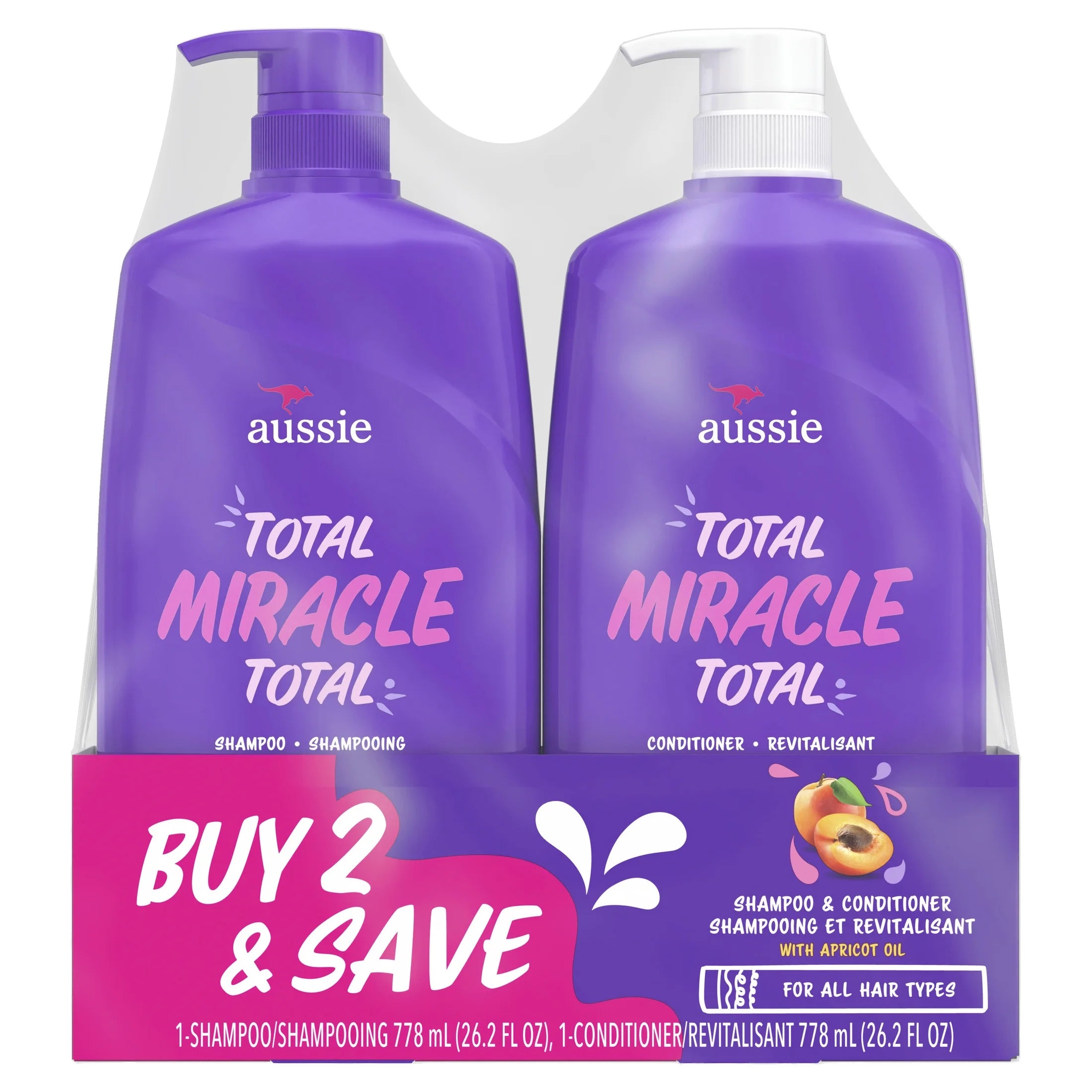 Total Miracle Dual Pack: Apricot & Macadamia Oil Paraben-Free Shampoo and Conditioner