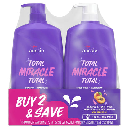 Total Miracle Dual Pack: Apricot & Macadamia Oil Paraben-Free Shampoo and Conditioner