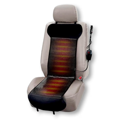 Zone Tech 12V Heated Seat Cover Cushion for Winter Driving - Black Seat Warmer for Cold Weather Comfort