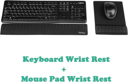 Keyboard Wrist Rest & Mouse Pad with Wrist Support Set, Memory Foam Ergonomic Wrist Pad for Computer Keyboard Laptop Wrist Rest, Arm Rest for Desk Accessories in Home Office School(Black)