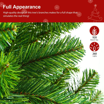 6.5-Foot Pre-Lit Premium Hinged Artificial Christmas Tree with Warm White Lights for Elegant Holiday Decor