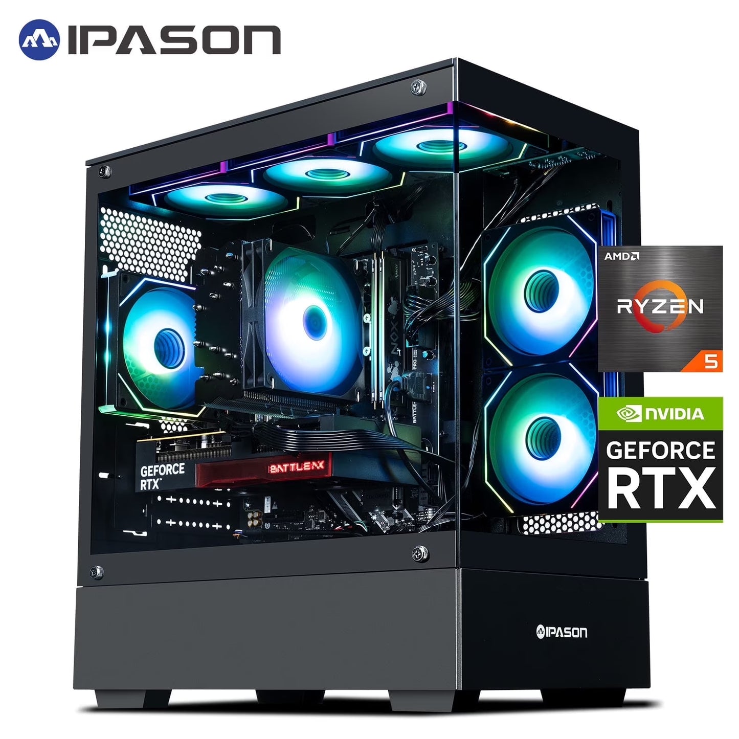 Xelra Gaming Desktop PC - AMD Ryzen 5 9600X, GeForce RTX 5060, 32GB DDR5, 1TB NVMe SSD, Wi-Fi, Windows 11 Home - Prebuilt Gaming Computer