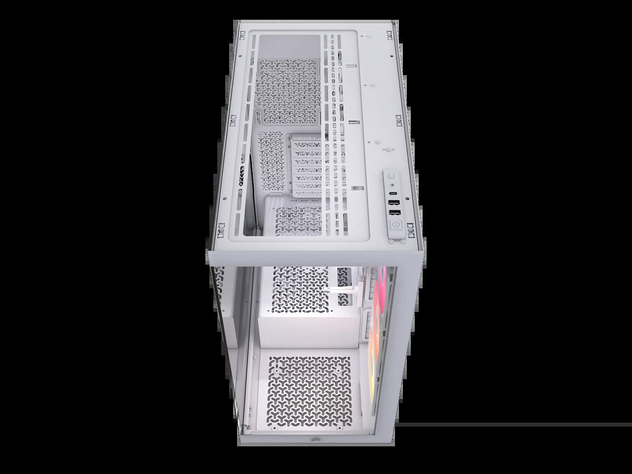 CORSAIR 3500X RS-R ARGB Mid-Tower PC Case – 3X Pre-Installed RS120-R ARGB Fans – GPU Anti-Sag Arm – Tempered Glass – Fits up to 10X 120Mm Fans – Reverse Connection Motherboard Compatible, White