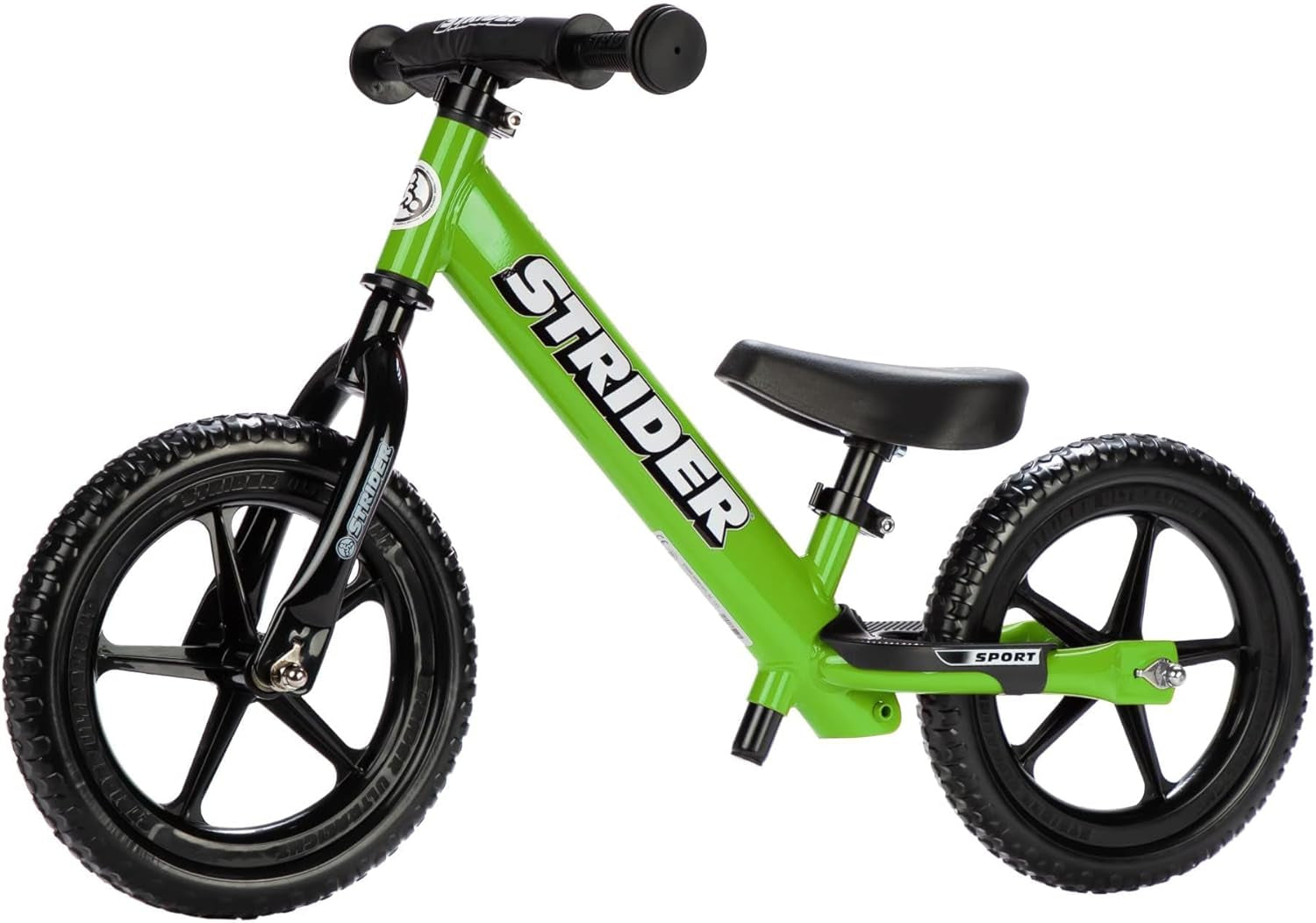Strider 12” Sport Balance Bike for Children Aged 1 to 4 Years - Features Safety Pad, Padded Seat, Mini Grips, and Flat-Free Tires - Easy Tool-Free Assembly and Adjustments