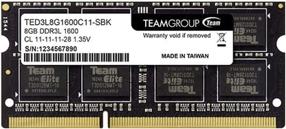 TEAMGROUP Elite DDR3L 8GB Single 1600Mhz PC3-12800 CL11 Unbuffered Non-Ecc 1.35V SODIMM 204-Pin Laptop Notebook PC Computer Memory Module Ram Upgrade - TED3L8G1600C11-S01
