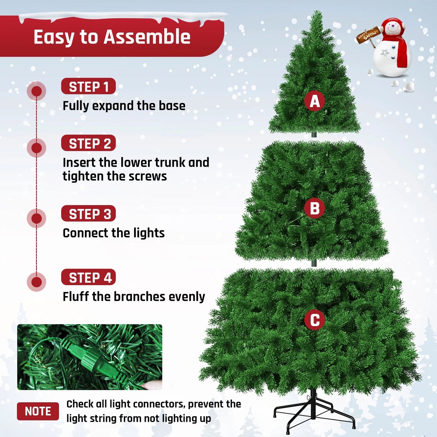7.5-Foot Pre-Lit Artificial Christmas Tree with 18 Ornaments, Green Holiday Tree for Indoor and Outdoor Decoration