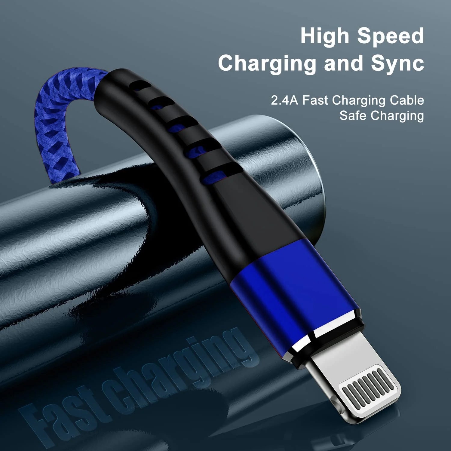 Lightning Cable, 3Pack [Apple Mfi Certified] Nylon Fast Charging (3/6/6Ft)，Compatible with Iphone 14/13/12/11 Pro Max/Pro 13/12 Mini MAX XS Xr X 6 Airpods Ipad，Blue