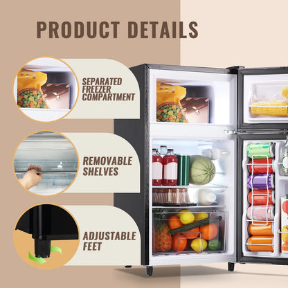 3.5 Cu. Ft. Compact Refrigerator with Freezer and Adjustable Thermostat - Silver Finish