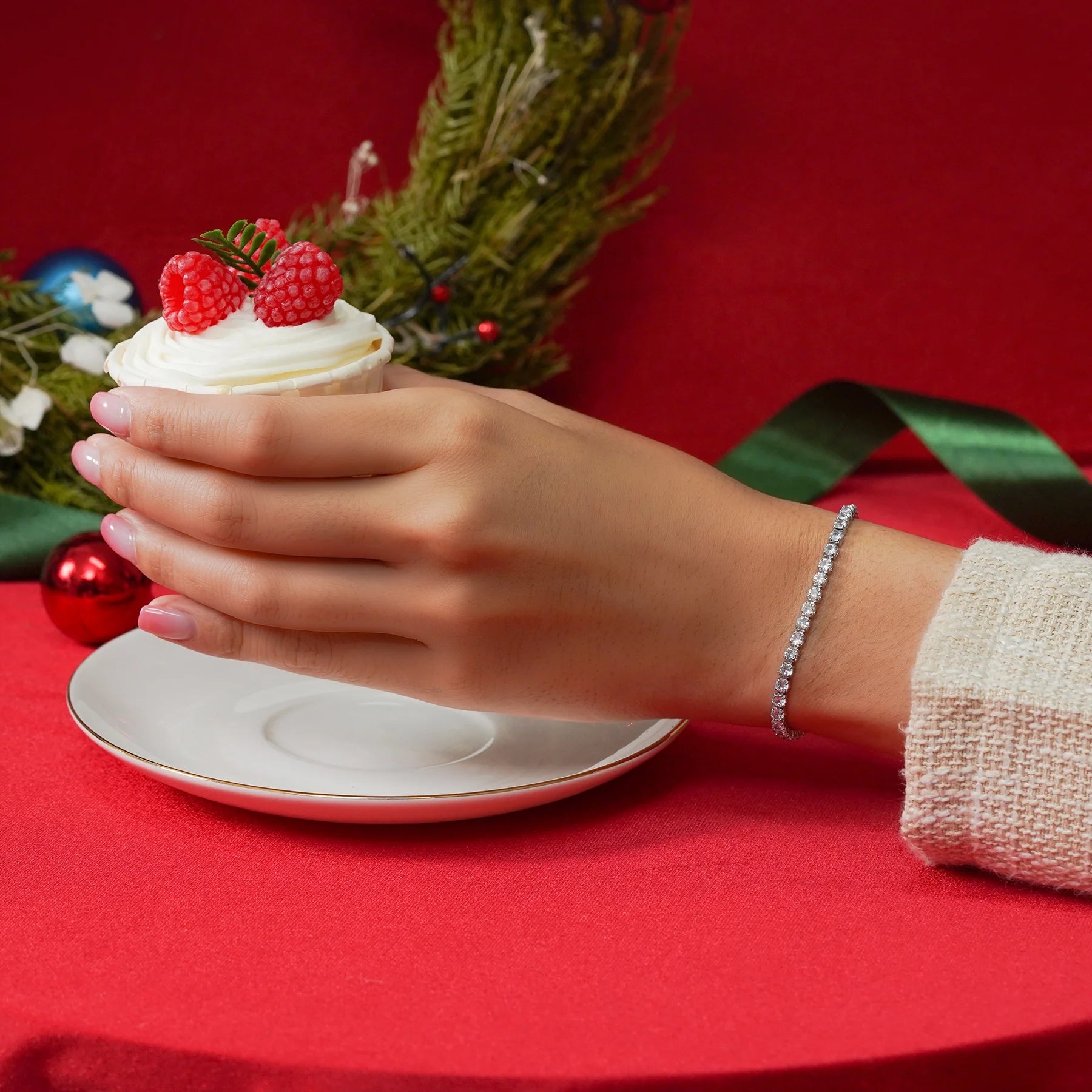 Jeenmata 5.5 Carat April Cubic Zirconia - round Cut Birthstone Tennis Bracelet Eternity Design - White Gold Plating, Female, Adult