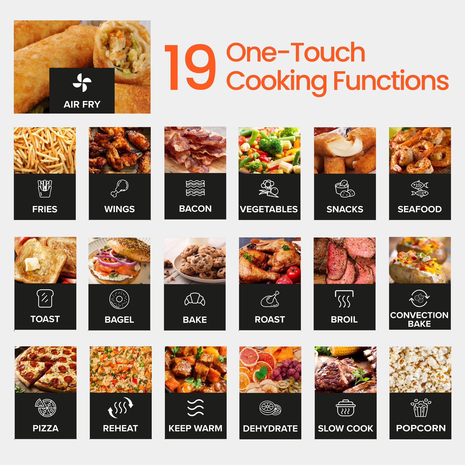 6-Slice Digital French Door Toaster Oven Air Fryer with 19 One-Touch Presets, 24L Capacity, Stainless Steel Finish