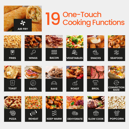 6-Slice Digital French Door Toaster Oven Air Fryer with 19 One-Touch Presets, 24L Capacity, Stainless Steel Finish