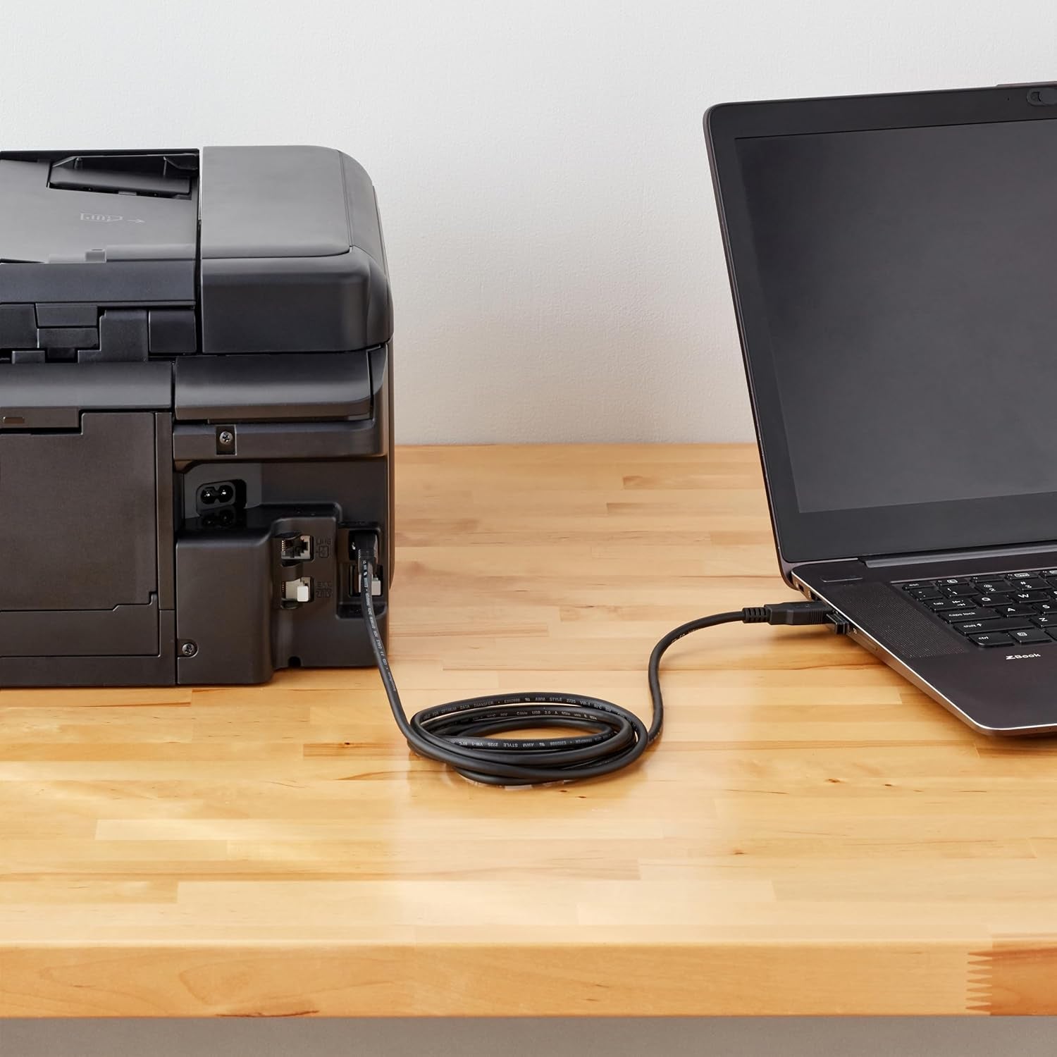 Amazon Basics USB-A to USB-B 2.0 Cable for Printer or External Hard Drive, Computer Compatible, Gold-Plated Connectors, Black, 6 Foot