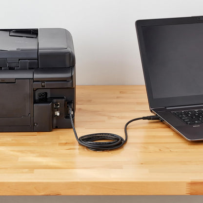 Amazon Basics USB-A to USB-B 2.0 Cable for Printer or External Hard Drive, Computer Compatible, Gold-Plated Connectors, Black, 6 Foot