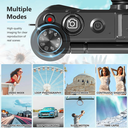 8K Digital Photography and Vlogging Camera - 88MP, 3" 180° Ultra HD Flip Screen, 18X Zoom, WiFi, Autofocus, Gray