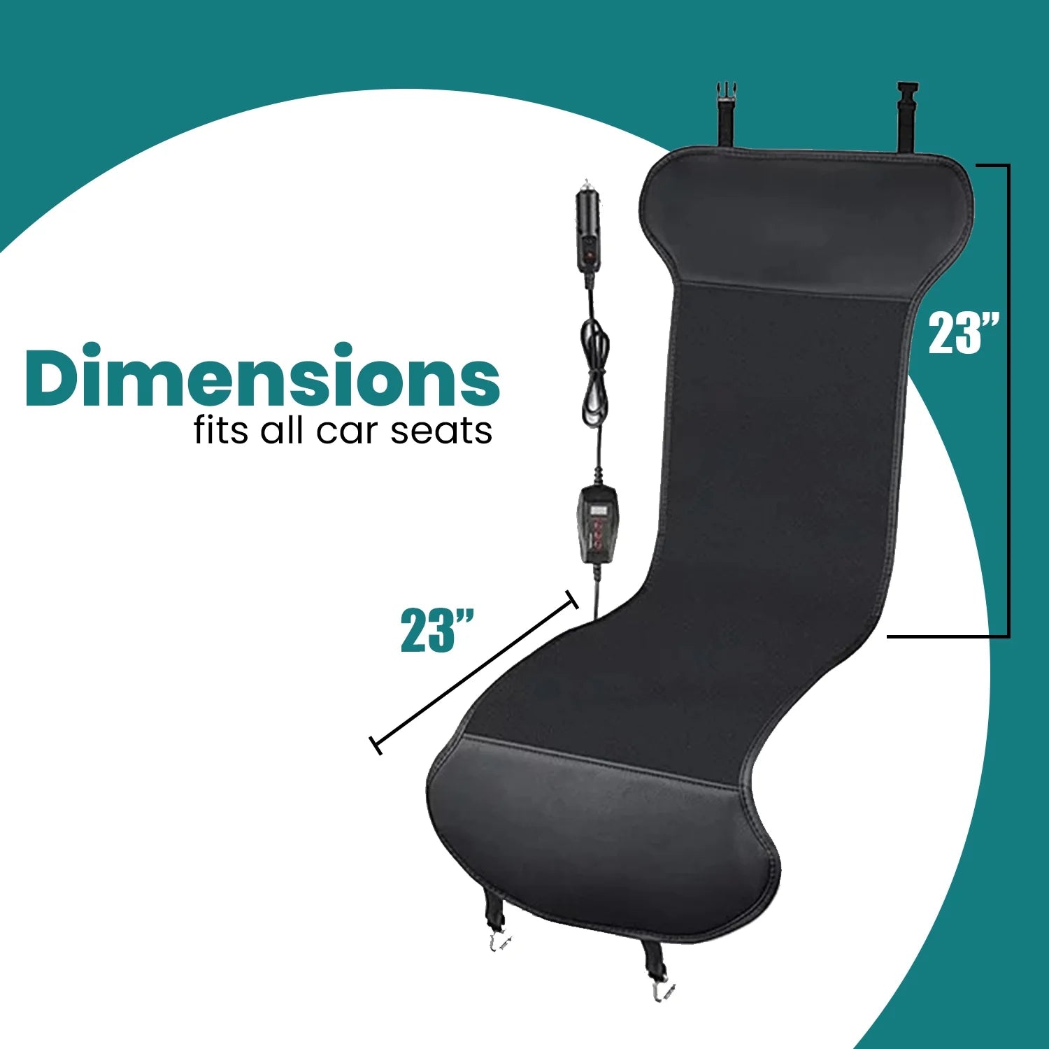 Zone Tech 12V Heated Seat Cover Cushion for Winter Driving - Black Seat Warmer for Cold Weather Comfort