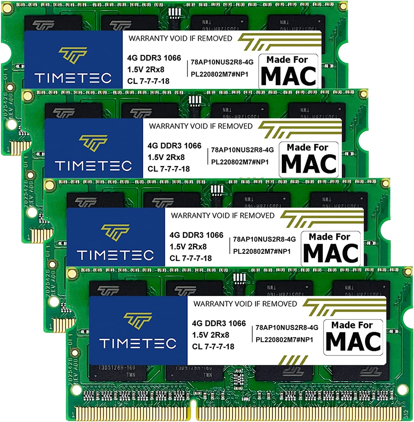 Timetec 4GB Compatible for Apple DDR3 1067Mhz / 1066Mhz PC3-8500 CL7 Dual Rank for Mac Book, Mac Book Pro, Imac, Mac Mini (Late 2008, Early/Mid/Late 2009, Mid 2010) SODIMM Memory MAC RAM Upgrade