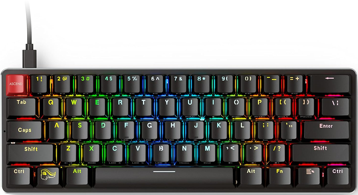 GMMK 60% Compact Custom Gaming Keyboard - USB-C Wired Mechanical Keyboard with RGB Hot-Swappable Switches and Keycaps - Black Metal Top Plate
