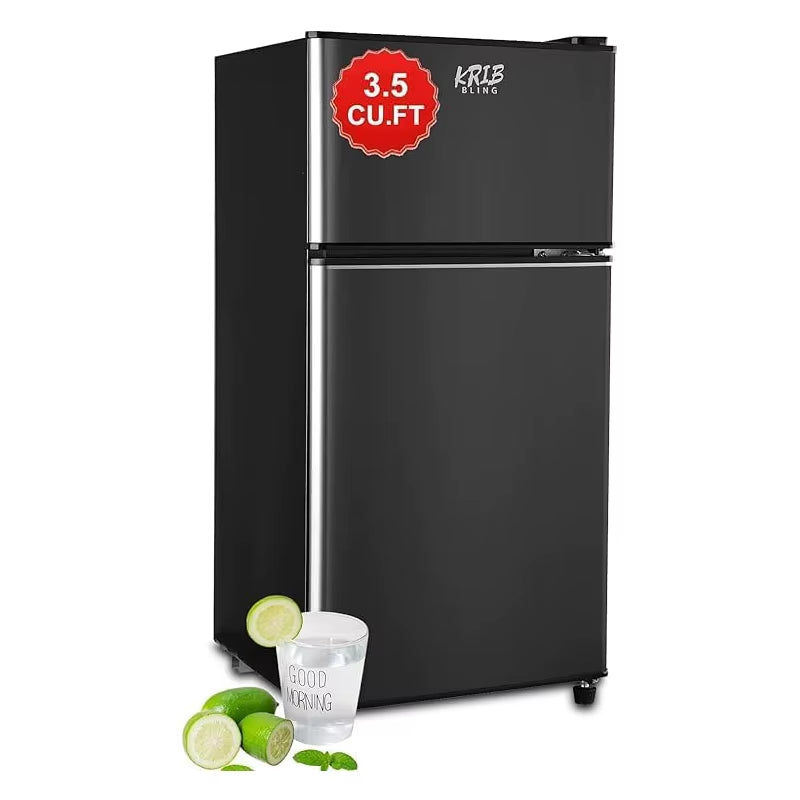 Mini Fridge with Freezer, 2.9 Cu.Ft Small Fridge, Energy Saving, Low Noise,7 Adjustable Thermostat, Double Door Refrigerator