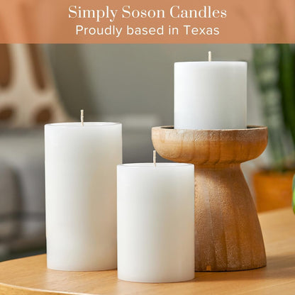 Simply Soson Set of 3 Unscented White Pillar Candles, 3x6 Inch, Smooth Texture, Dripless Design - Ideal for Weddings, Parties, Spas, Dinner, Home Décor, and Church Use