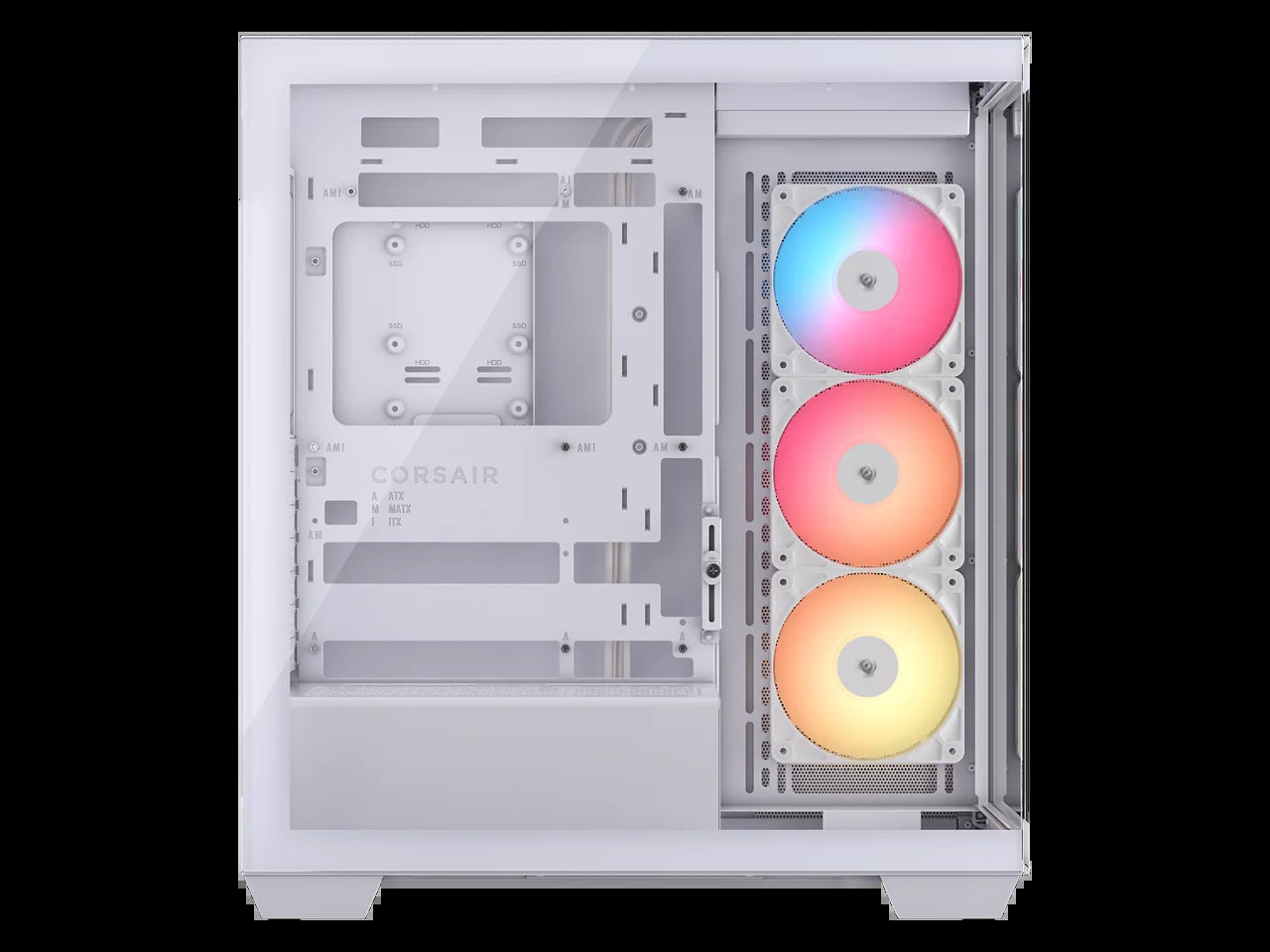CORSAIR 3500X RS-R ARGB Mid-Tower PC Case – 3X Pre-Installed RS120-R ARGB Fans – GPU Anti-Sag Arm – Tempered Glass – Fits up to 10X 120Mm Fans – Reverse Connection Motherboard Compatible, White